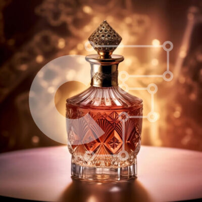 Intra Συλλεκτικό Ξύλινο Παζλ Plywood  4mm - Κομψό μπουκάλι αρώματος με περίπλοκο σχέδιο σε φωτεινό φόντο Σε Ξύλινο Κουτί - Διαστάσεις: 10x10 cm – 25 κομμάτια - Image 1