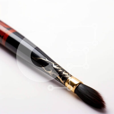 Intra Συλλεκτικό Ξύλινο Παζλ Plywood  4mm - Μαύρο και χρυσό πινέλο μακιγιάζ σε άσπρο φόντο Σε Ξύλινο Κουτί - Διαστάσεις: 10x10 cm – 25 κομμάτια - Image 1