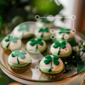 Intra Συλλεκτικό Ξύλινο Παζλ Plywood  4mm - Cupcakes της ημέρας του Αγίου Πατρικίου με διακοσμητικά από τριφύλλι Σε Ξύλινο Κουτί - Διαστάσεις: 10x10 cm – 25 κομμάτια