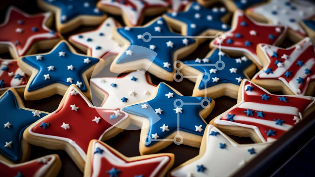 Intra Συλλεκτικό Ξύλινο Παζλ Plywood  4mm - Πατριωτικά μπισκότα σε σχήμα αστεριού για τους εορτασμούς της 4ης Ιουλίου και της Ημέρας της Ανεξαρτησίας Σε Ξύλινο Κουτί - Διαστάσεις: 10x10 cm – 25 κομμάτια