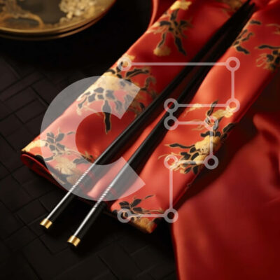 Intra Συλλεκτικό Ξύλινο Παζλ Plywood  4mm - Κινεζικά ξυλάκια και ανατολίτικο μπολ σε κόκκινο ύφασμα Σε Ξύλινο Κουτί - Διαστάσεις: 10x10 cm – 25 κομμάτια - Image 1