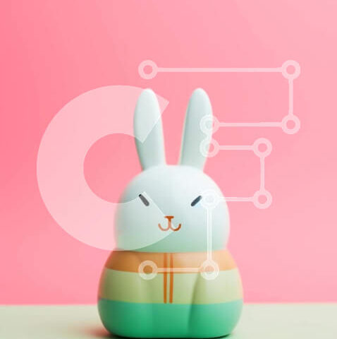 Intra Συλλεκτικό Ξύλινο Παζλ Plywood 4mm - Μικρό λευκό λαγουδάκι σε πολύχρωμο φόντο Σε Ξύλινο Κουτί - Διαστάσεις: 10x10 cm – 25 κομμάτια - Image 1