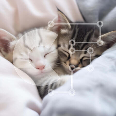 Intra Συλλεκτικό Ξύλινο Παζλ Plywood  4mm - Δύο γατάκια στριμώχνονται μαζί σε μια κουβέρτα Σε Ξύλινο Κουτί - Διαστάσεις: 10x10 cm – 25 κομμάτια - Image 1