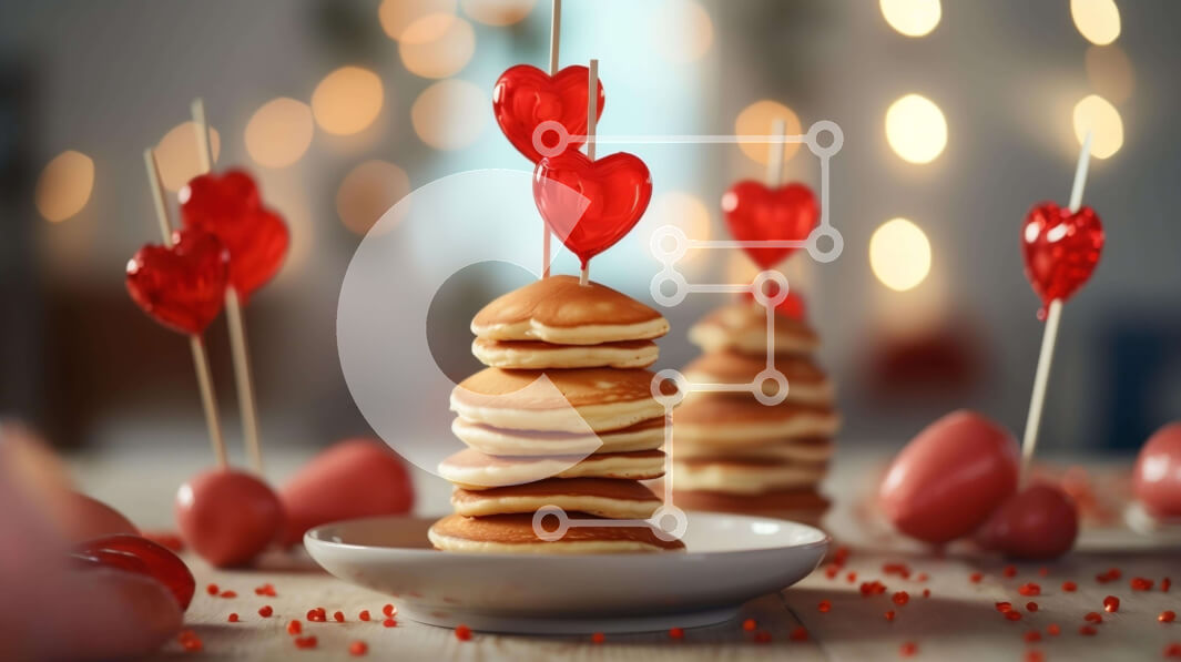 Intra Συλλεκτικό Ξύλινο Παζλ Plywood  4mm - Στοίβα από τηγανίτες σε σχήμα καρδιάς για την ημέρα του Αγίου Βαλεντίνου Σε Ξύλινο Κουτί - Διαστάσεις: 10x10 cm – 25 κομμάτια