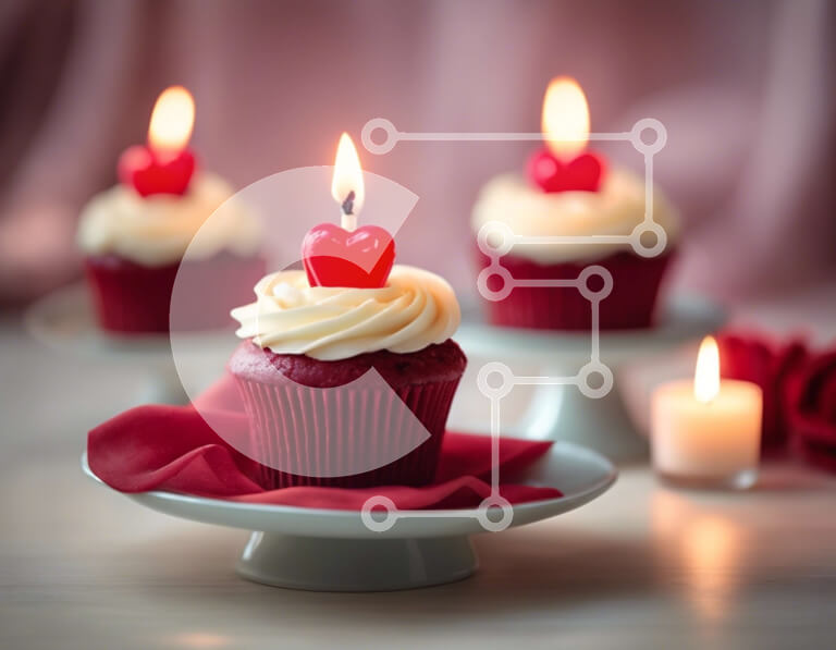 Intra Συλλεκτικό Ξύλινο Παζλ Plywood  4mm - Ρομαντικά cupcakes με κεριά σε σχήμα καρδιάς Σε Ξύλινο Κουτί - Διαστάσεις: 10x10 cm – 25 κομμάτια