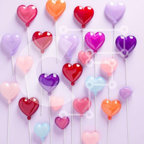 Intra Συλλεκτικό Ξύλινο Παζλ Plywood 4mm - Πολύχρωμα γλειφιτζούρια σε σχήμα καρδιάς σε ξυλάκια Σε Ξύλινο Κουτί - Διαστάσεις: 10x10 cm – 25 κομμάτια - Image 1