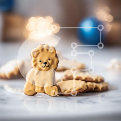 Intra Συλλεκτικό Ξύλινο Παζλ Plywood  4mm - Πιάτο μπισκότων με μπισκότο σε σχήμα λιονταριού Σε Ξύλινο Κουτί - Διαστάσεις: 10x10 cm – 25 κομμάτια - Image 1