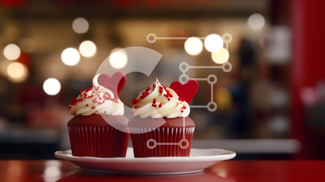 Intra Συλλεκτικό Ξύλινο Παζλ Plywood  4mm - Κόκκινα cupcakes με πασπαλίσματα σε σχήμα καρδιάς σε λευκό πιάτο Σε Ξύλινο Κουτί - Διαστάσεις: 10x10 cm – 25 κομμάτια