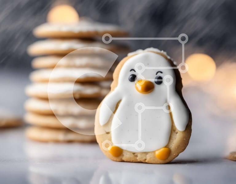 Intra Συλλεκτικό Ξύλινο Παζλ Plywood  4mm - Μπισκότο πιγκουίνος σε μια στοίβα από μπισκότα Σε Ξύλινο Κουτί - Διαστάσεις: 10x10 cm – 25 κομμάτια