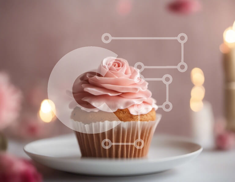 Intra Συλλεκτικό Ξύλινο Παζλ Plywood  4mm - Ροζ cupcake με παγωμένο πάγωμα σε ένα άσπρο πιάτο Σε Ξύλινο Κουτί - Διαστάσεις: 10x10 cm – 25 κομμάτια - Image 1