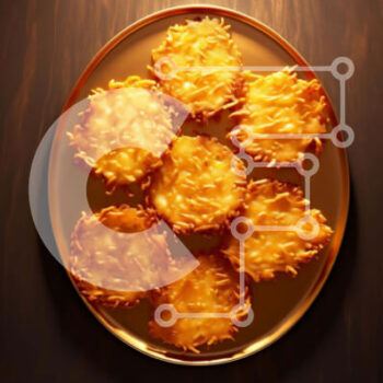 Intra Συλλεκτικό Ξύλινο Παζλ Plywood  4mm - Golden Fritters σε ένα πιάτο Σε Ξύλινο Κουτί - Διαστάσεις: 10x10 cm – 25 κομμάτια - Image 1