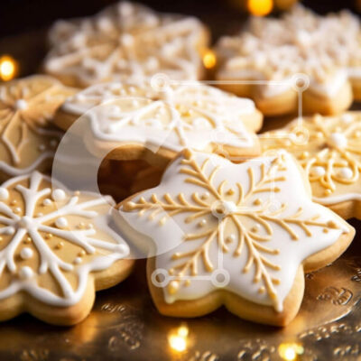 Intra Συλλεκτικό Ξύλινο Παζλ Plywood 4mm - Γιορτινά μπισκότα με διακοσμητικά νιφάδα χιονιού σε ασημένια πιατέλα Σε Ξύλινο Κουτί - Διαστάσεις: 10x10 cm – 25 κομμάτια - Image 1