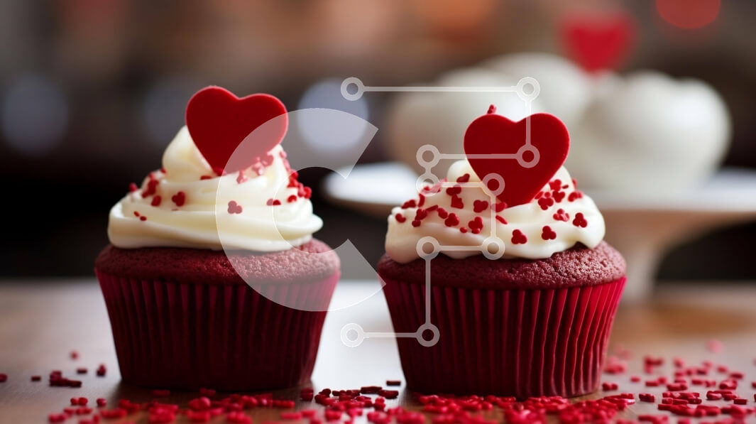 Intra Συλλεκτικό Ξύλινο Παζλ Plywood  4mm - Κόκκινα cupcakes με καρδιές σε ξύλινο τραπέζι Σε Ξύλινο Κουτί - Διαστάσεις: 10x10 cm – 25 κομμάτια