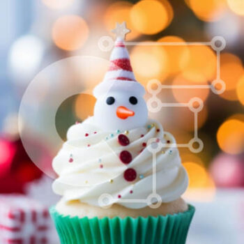 Intra Συλλεκτικό Ξύλινο Παζλ Plywood  4mm - Χιονάνθρωπος Cupcake με πολύχρωμα γιορτινά στολίδια Σε Ξύλινο Κουτί - Διαστάσεις: 10x10 cm – 25 κομμάτια - Image 1
