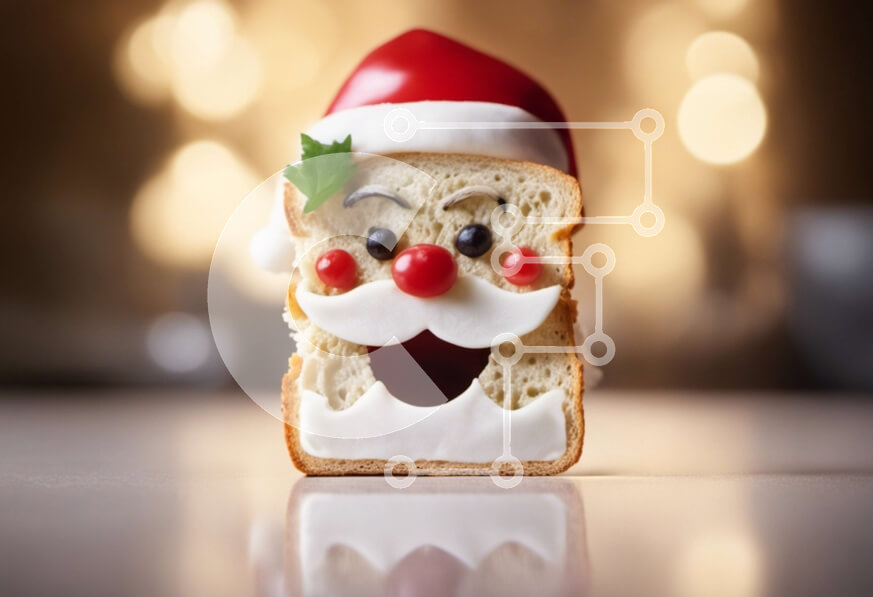 Intra Συλλεκτικό Ξύλινο Παζλ Plywood  4mm - Σάντουιτς προσώπου Άγιου Βασίλη - εορταστικό φαγητό Σε Ξύλινο Κουτί - Διαστάσεις: 10x10 cm – 25 κομμάτια