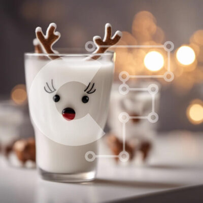 Intra Συλλεκτικό Ξύλινο Παζλ Plywood  4mm - Ποτήρι γάλα με κέρατα ταράνδου και διακοσμητικά Σε Ξύλινο Κουτί - Διαστάσεις: 10x10 cm – 25 κομμάτια - Image 1