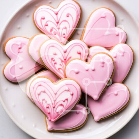 Intra Συλλεκτικό Ξύλινο Παζλ Plywood  4mm - Μπισκότα για την Ημέρα του Αγίου Βαλεντίνου σε σχήμα καρδιάς σε ένα πιάτο Σε Ξύλινο Κουτί - Διαστάσεις: 10x10 cm – 25 κομμάτια - Image 1