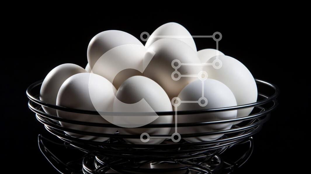 Intra Συλλεκτικό Ξύλινο Παζλ Plywood  4mm - Φρέσκα λευκά αυγά στο συρμάτινο καλάθι Σε Ξύλινο Κουτί - Διαστάσεις: 10x10 cm – 25 κομμάτια