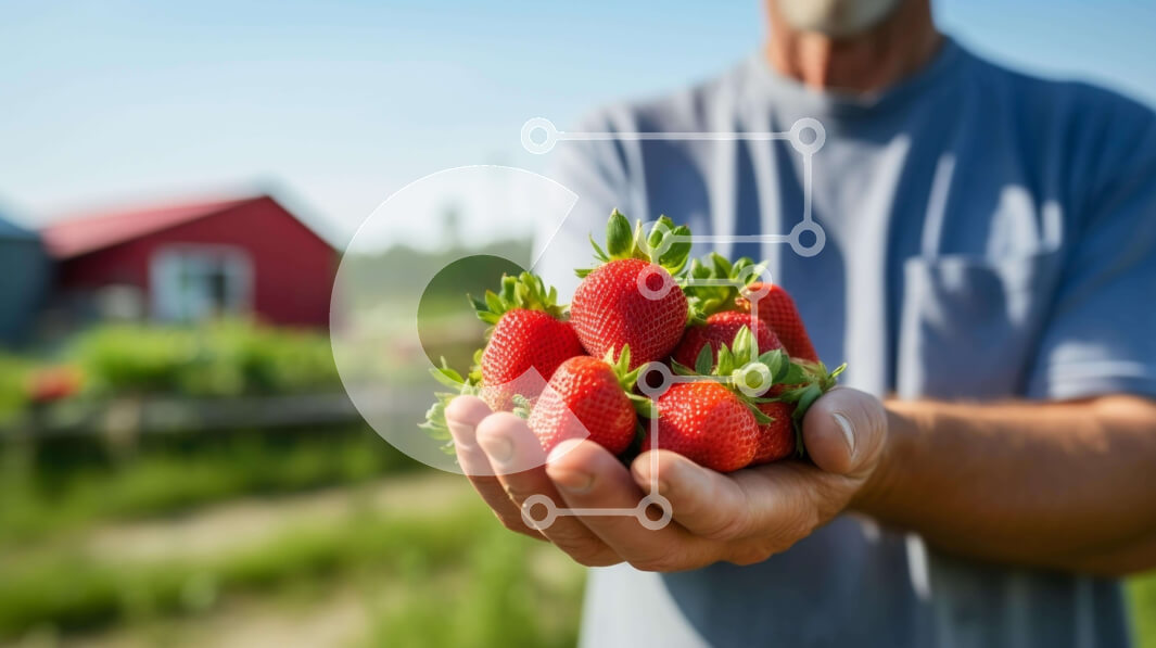 Intra Συλλεκτικό Ξύλινο Παζλ Plywood  4mm - Άτομο που κρατά φρέσκες φράουλες στα χέρια του Σε Ξύλινο Κουτί - Διαστάσεις: 10x10 cm – 25 κομμάτια