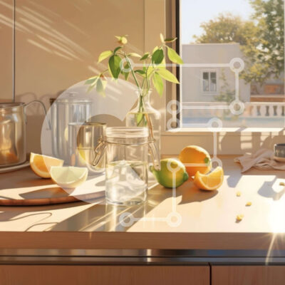 Intra Συλλεκτικό Ξύλινο Παζλ Plywood  4mm - Πάγκος κουζίνας με εσπεριδοειδή Σε Ξύλινο Κουτί - Διαστάσεις: 10x10 cm – 25 κομμάτια - Image 1