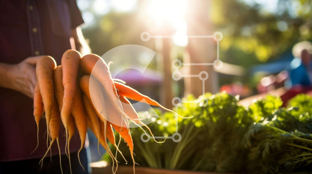 Intra Συλλεκτικό Ξύλινο Παζλ Plywood  4mm - Άτομο που κρατά τα καρότα μπροστά από την υπαίθρια αγορά Σε Ξύλινο Κουτί - Διαστάσεις: 10x10 cm – 25 κομμάτια