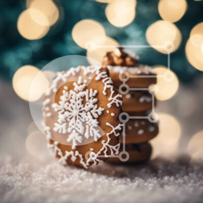 Intra Συλλεκτικό Ξύλινο Παζλ Plywood  4mm - Στοίβα από εορταστικά μπισκότα μελόψωμο με διακοσμήσεις από νιφάδες χιονιού Σε Ξύλινο Κουτί - Διαστάσεις: 10x10 cm – 25 κομμάτια - Image 1