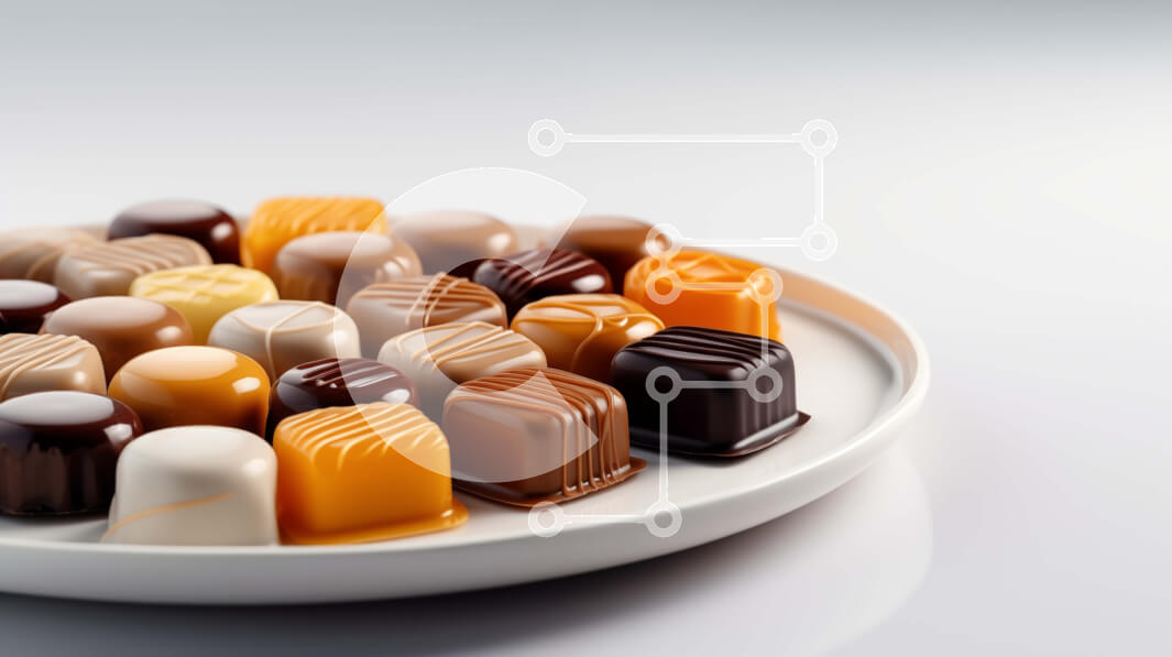 Intra Συλλεκτικό Ξύλινο Παζλ Plywood  4mm - Ανάμικτες καραμέλες σε ένα λευκό πιάτο Σε Ξύλινο Κουτί - Διαστάσεις: 10x10 cm – 25 κομμάτια