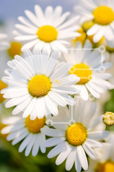 Intra Συλλεκτικό Ξύλινο Παζλ Plywood  4mm - Κοντινό πλάνο ανθισμένες μαργαρίτες σε έναν κήπο Σε Ξύλινο Κουτί - Διαστάσεις: 10x10 cm – 25 κομμάτια