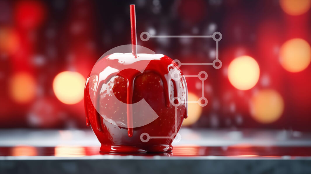 Intra Συλλεκτικό Ξύλινο Παζλ Plywood  4mm - Μήλο καραμέλας με γλάσο και καλαμάκι Σε Ξύλινο Κουτί - Διαστάσεις: 10x10 cm – 25 κομμάτια