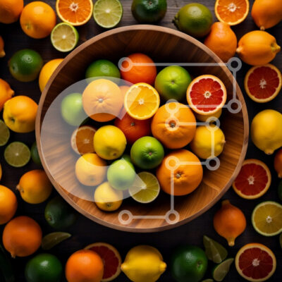 Intra Συλλεκτικό Ξύλινο Παζλ Plywood  4mm - Ζωντανά και φρέσκα εσπεριδοειδή σε ένα ξύλινο μπολ Σε Ξύλινο Κουτί - Διαστάσεις: 10x10 cm – 25 κομμάτια - Image 1