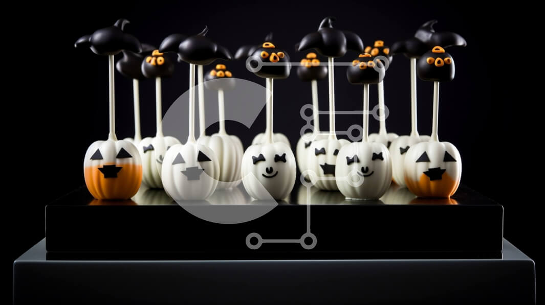 Intra Συλλεκτικό Ξύλινο Παζλ Plywood  4mm - Cake pops με ασπρόμαυρη διακόσμηση κολοκύθας σε ξυλάκια Σε Ξύλινο Κουτί - Διαστάσεις: 10x10 cm – 25 κομμάτια