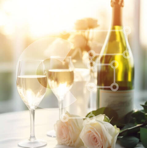 Intra Συλλεκτικό Ξύλινο Παζλ Plywood 4mm - Ποτήρια κρασιού και τριαντάφυλλα σε ένα τραπέζι Σε Ξύλινο Κουτί - Διαστάσεις: 10x10 cm – 25 κομμάτια - Image 1