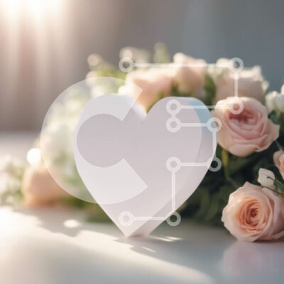 Intra Συλλεκτικό Ξύλινο Παζλ Plywood  4mm - Αγάπη και γιορτή με χαρτόνι σε σχήμα καρδιάς και ροζ τριαντάφυλλα Σε Ξύλινο Κουτί - Διαστάσεις: 10x10 cm – 25 κομμάτια - Image 1