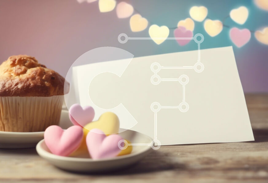 Intra Συλλεκτικό Ξύλινο Παζλ Plywood  4mm - Muffin, cupcakes και καραμέλες σε σχήμα καρδιάς σε ένα τραπέζι Σε Ξύλινο Κουτί - Διαστάσεις: 10x10 cm – 25 κομμάτια