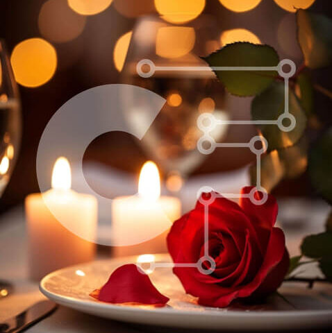 Intra Συλλεκτικό Ξύλινο Παζλ Plywood 4mm - Ρομαντικό δείπνο με το φως των κεριών και το κόκκινο τριαντάφυλλο Σε Ξύλινο Κουτί - Διαστάσεις: 10x10 cm – 25 κομμάτια - Image 1