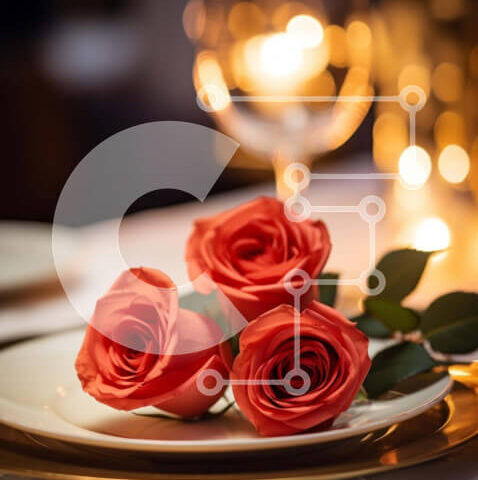 Intra Συλλεκτικό Ξύλινο Παζλ Plywood  4mm - Κομψή γευστική εμπειρία με κόκκινα τριαντάφυλλα και κρασί Σε Ξύλινο Κουτί - Διαστάσεις: 10x10 cm – 25 κομμάτια - Image 1