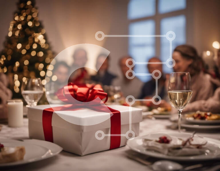 Intra Συλλεκτικό Ξύλινο Παζλ Plywood  4mm - Ομάδα ανθρώπων που απολαμβάνει το δείπνο και τη γιορτή Σε Ξύλινο Κουτί - Διαστάσεις: 10x10 cm – 25 κομμάτια