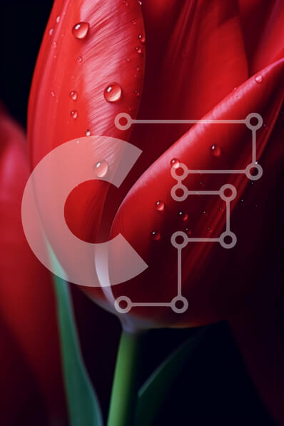 Intra Συλλεκτικό Ξύλινο Παζλ Plywood  4mm - Κόκκινο λουλούδι τουλίπας με σταγονίδια νερού - ελπίδα και αισιοδοξία Σε Ξύλινο Κουτί - Διαστάσεις: 10x10 cm – 25 κομμάτια