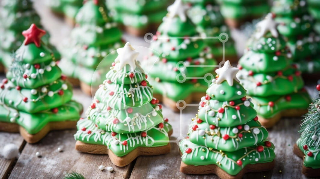 Intra Συλλεκτικό Ξύλινο Παζλ Plywood  4mm - Μπισκότα Χριστουγεννιάτικου Δέντρου σε ξύλινο τραπέζι Σε Ξύλινο Κουτί - Διαστάσεις: 10x10 cm – 25 κομμάτια