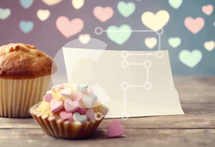 Intra Συλλεκτικό Ξύλινο Παζλ Plywood  4mm - Muffin και Cupcake με καρδιές και ψεκασμούς Σε Ξύλινο Κουτί - Διαστάσεις: 10x10 cm – 25 κομμάτια