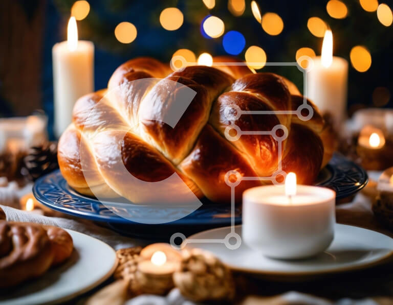 Intra Συλλεκτικό Ξύλινο Παζλ Plywood  4mm - Στρώσιμο γιορτινό τραπέζι με πλεκτό ψωμί και κεριά Σε Ξύλινο Κουτί - Διαστάσεις: 10x10 cm – 25 κομμάτια