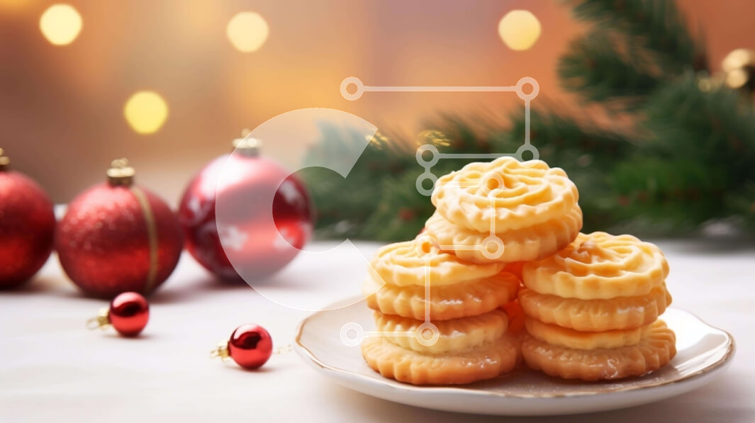 Intra Συλλεκτικό Ξύλινο Παζλ Plywood  4mm - Πιάτο μπισκότων με χριστουγεννιάτικα στολίδια Σε Ξύλινο Κουτί - Διαστάσεις: 10x10 cm – 25 κομμάτια