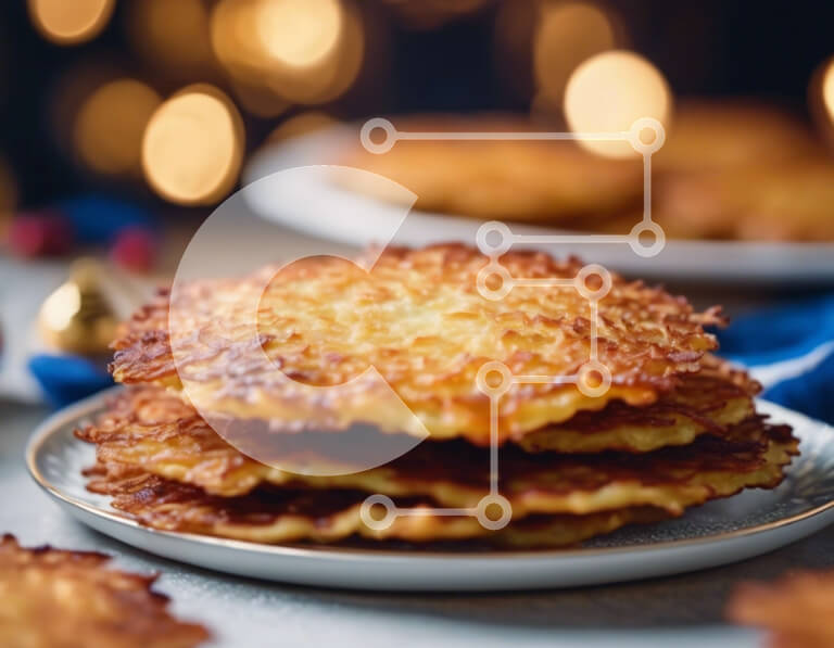 Intra Συλλεκτικό Ξύλινο Παζλ Plywood  4mm - Στοίβα από δικτυωτές τηγανίτες σε πιάτα Σε Ξύλινο Κουτί - Διαστάσεις: 10x10 cm – 25 κομμάτια