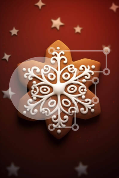 Intra Συλλεκτικό Ξύλινο Παζλ Plywood  4mm - Μπισκότο σε σχήμα νιφάδας χιονιού με λευκό πάγωμα και αστέρια Σε Ξύλινο Κουτί - Διαστάσεις: 10x10 cm – 25 κομμάτια