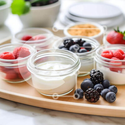 Intra Συλλεκτικό Ξύλινο Παζλ Plywood  4mm - Διάφορα βάζα γιαουρτιού και φρούτων σε ξύλινο δίσκο Σε Ξύλινο Κουτί - Διαστάσεις: 10x10 cm – 25 κομμάτια - Image 1