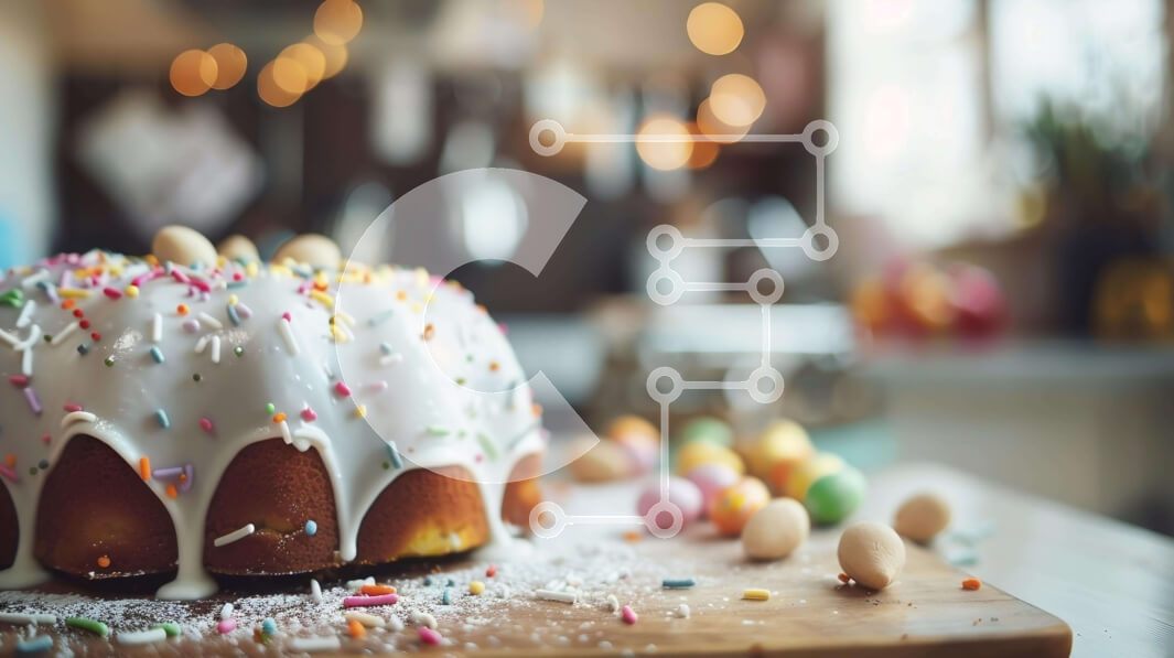 Intra Συλλεκτικό Ξύλινο Παζλ Plywood  4mm - Τούρτα Bundt με White Frosting και Sprinkles Σε Ξύλινο Κουτί - Διαστάσεις: 10x10 cm – 25 κομμάτια