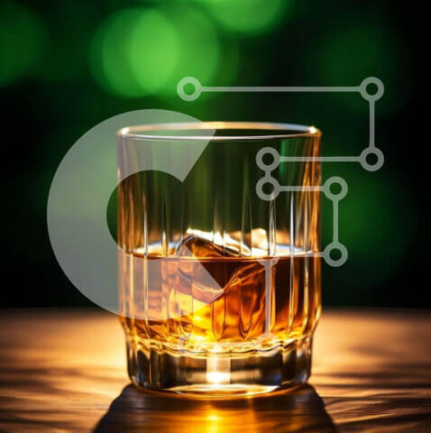 Intra Συλλεκτικό Ξύλινο Παζλ Plywood  4mm - Ποτήρι ουίσκι με παγάκια σε ξύλινο τραπέζι Σε Ξύλινο Κουτί - Διαστάσεις: 10x10 cm – 25 κομμάτια - Image 1