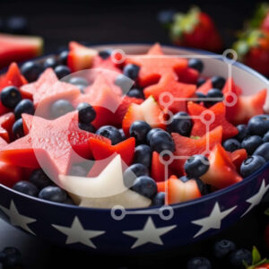 Intra Συλλεκτικό Ξύλινο Παζλ Plywood  4mm - Patriotic Fruit Bowl με καρπούζι, φράουλες και βατόμουρα Σε Ξύλινο Κουτί - Διαστάσεις: 10x10 cm – 25 κομμάτια