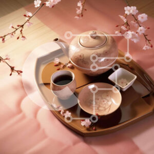 Intra Συλλεκτικό Ξύλινο Παζλ Plywood  4mm - Σετ τσαγιού με ροζ άνθη Σε Ξύλινο Κουτί - Διαστάσεις: 10x10 cm – 25 κομμάτια