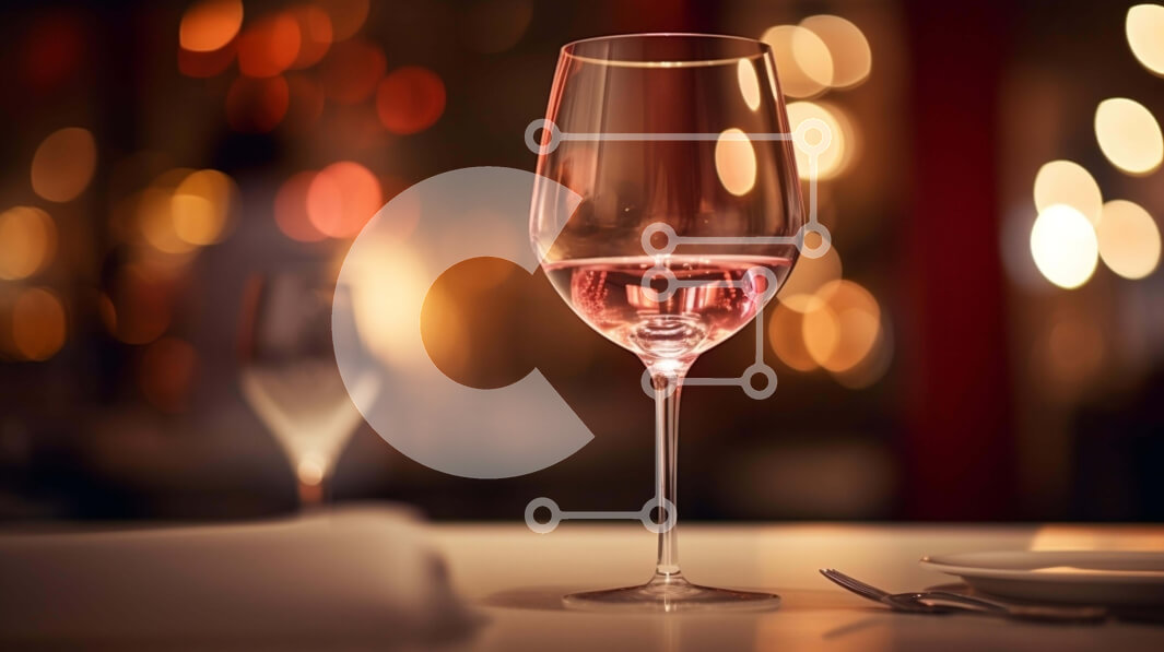 Intra Συλλεκτικό Ξύλινο Παζλ Plywood  4mm - Ποτήρι ροζ κρασί στο τραπέζι του εστιατορίου Σε Ξύλινο Κουτί - Διαστάσεις: 10x10 cm – 25 κομμάτια